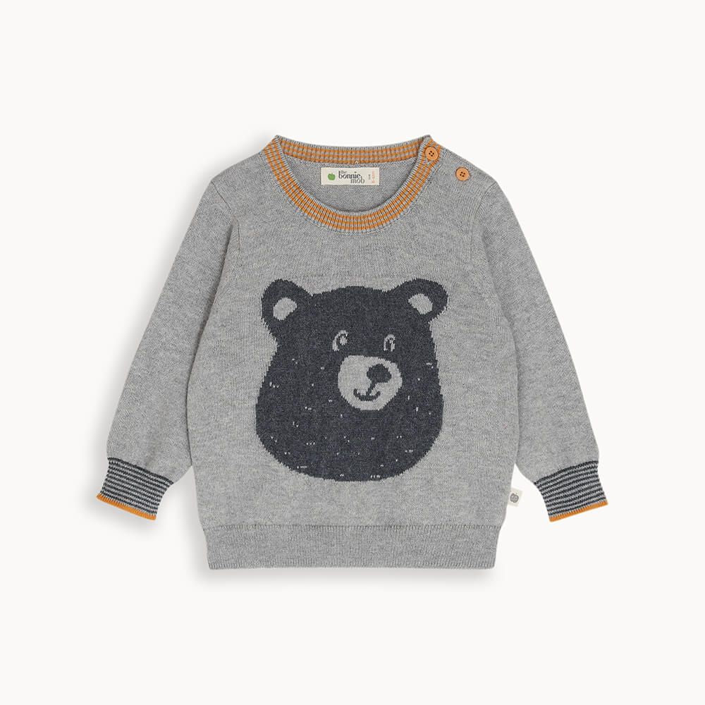 Treacle - Grey Bear Intarsia Sweater - The bonniemob 