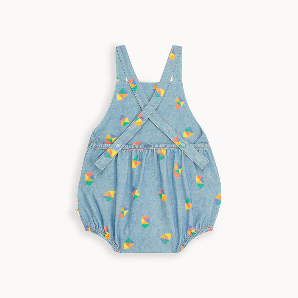 Rainbow Denim Baby Bubble Romper | GOTS Certified Organic Cotton