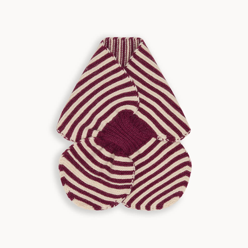 Baby Kids Burgundy Stripe Loop Scarf Recycled Wool the bonniemob