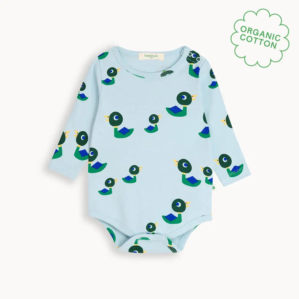 Blue Duck Long Sleeve Baby Bodysuit GOTS Certified Organic Cotton