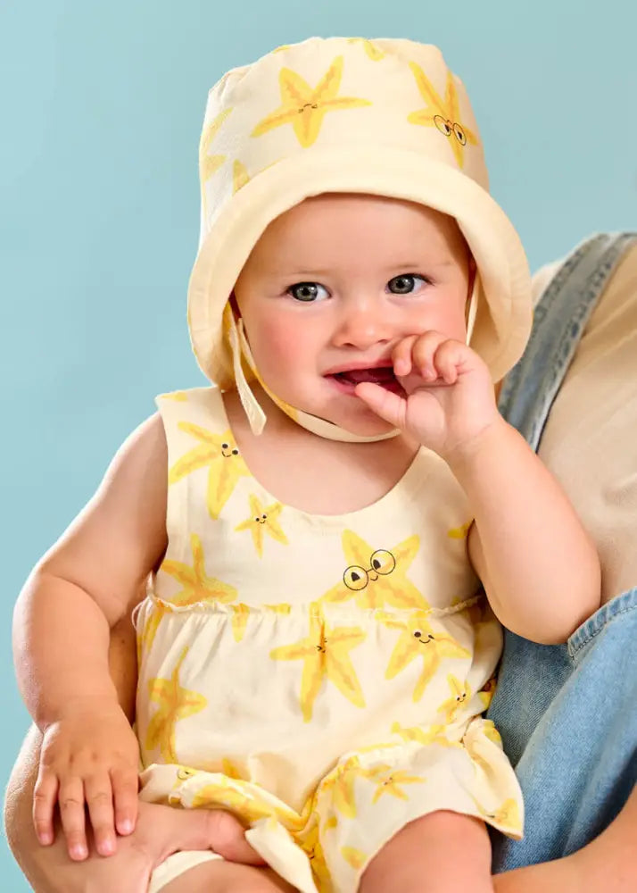 Yellow Starfish Baby Kids Sun Hat GOTS Certified Organic Cotton