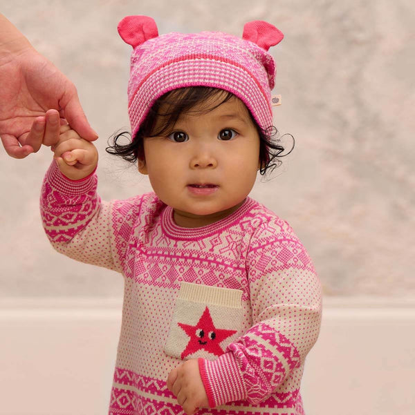 Scottie - Pink Knitted Hat With Ears - The bonniemob 