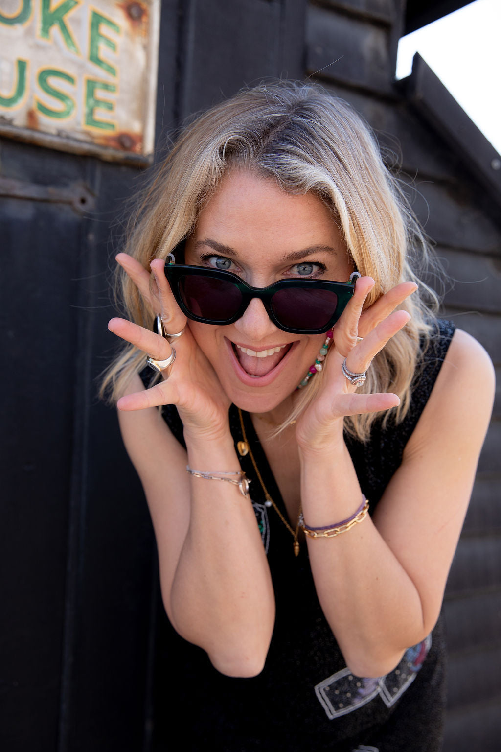 Deep Green Cat Eye Sunglasses — Zoe de Pass Lauryn