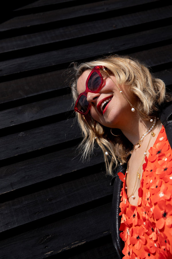 Red Glitter Cat Eye Sunglasses — Zoe de Pass Lauryn