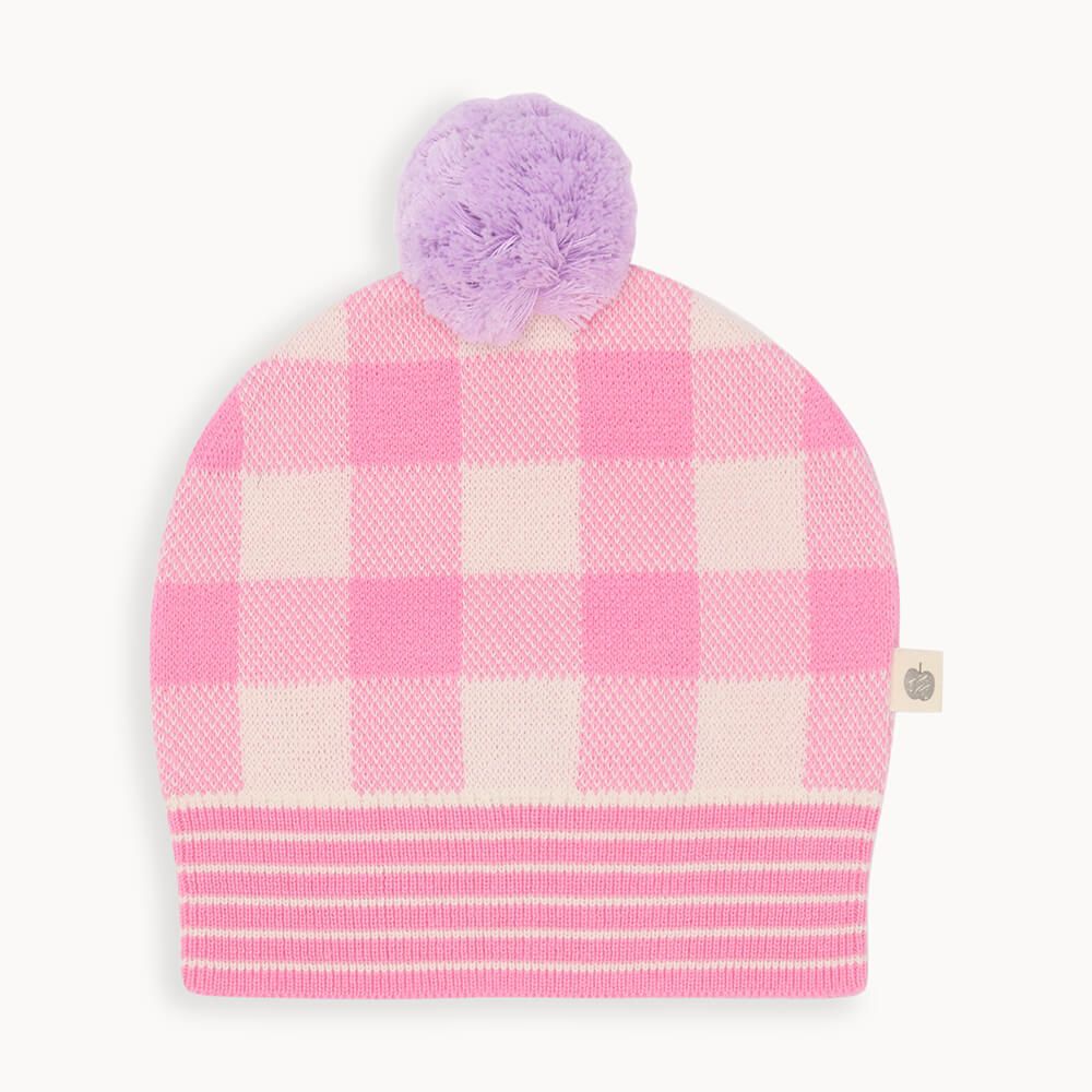 Mikado - Pink Check Jaquard Knit Hat - The bonniemob 