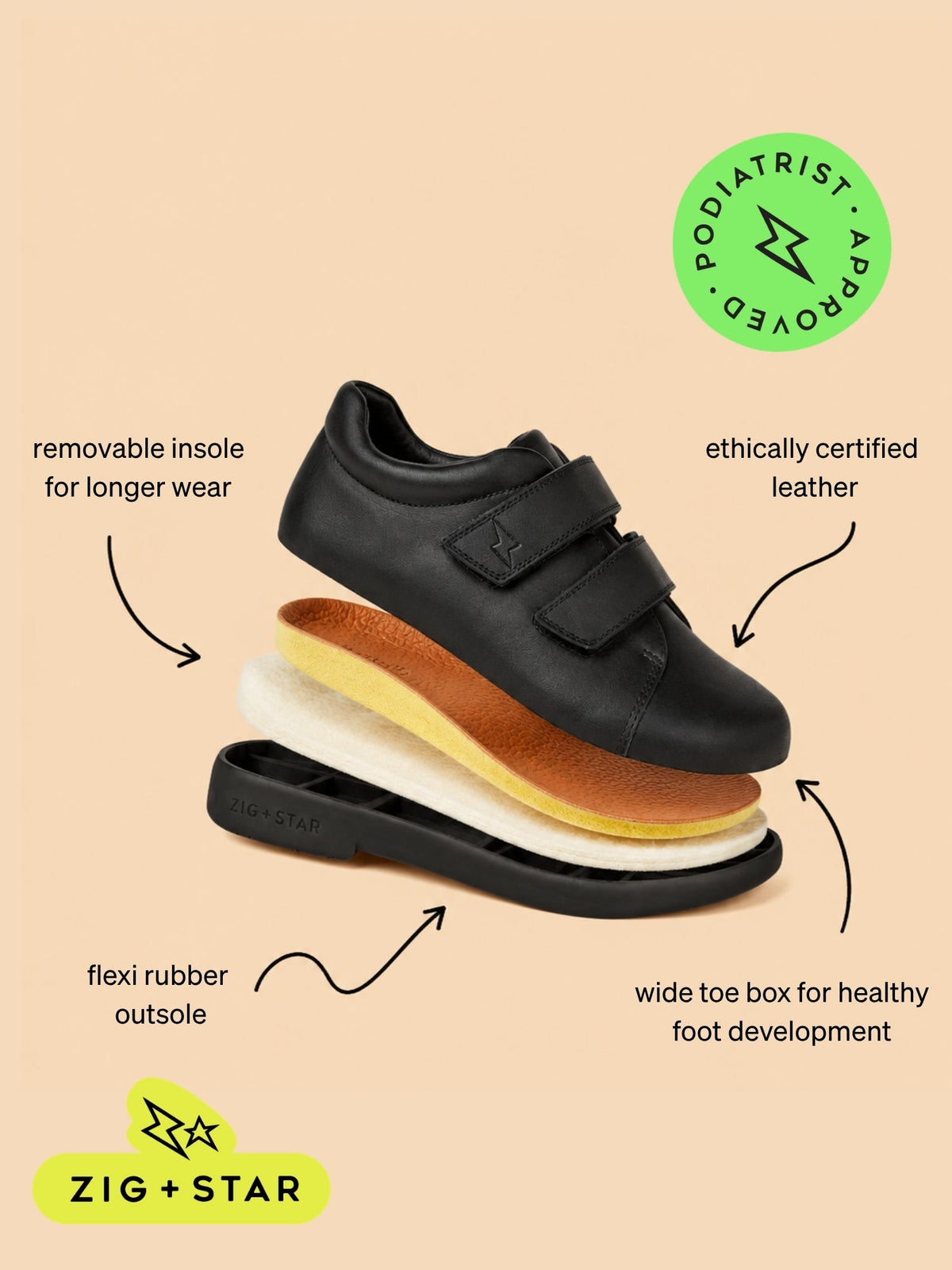 Atomic Junior Kids' School Shoe Black with Black Sole