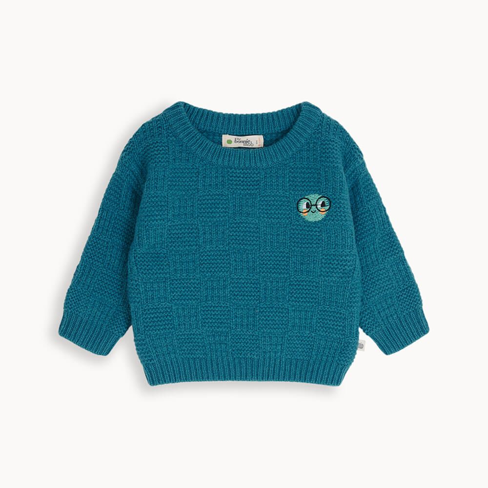 Refresher - Teal Chunky Checker Sweater - The bonniemob 