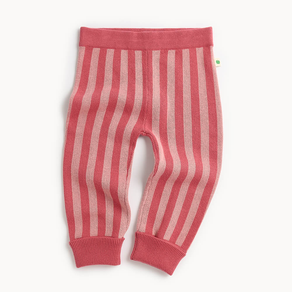 Red and white striped cotton baby and kid leggings 