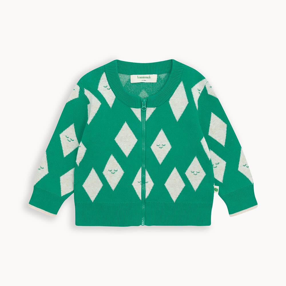 Green Diamond Knit Toddler Cardigan