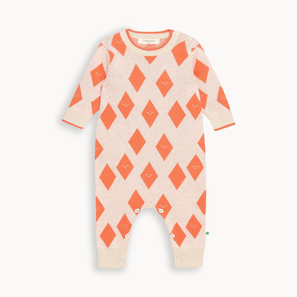 Aster AW24 SAMPLE - Saffron Diamond Knit Playsuit - The bonniemob 