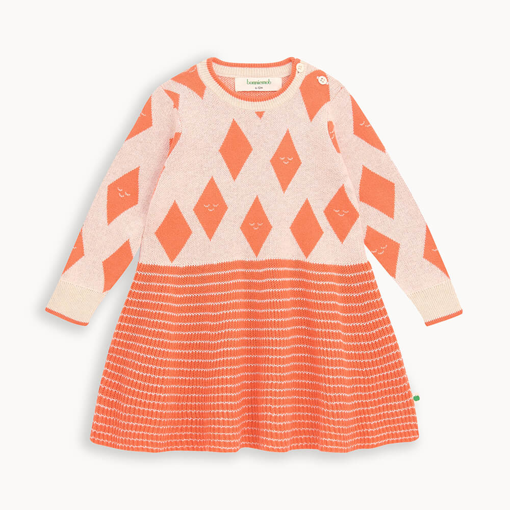 Orange Diamond Knitted Baby & Kids  Dress