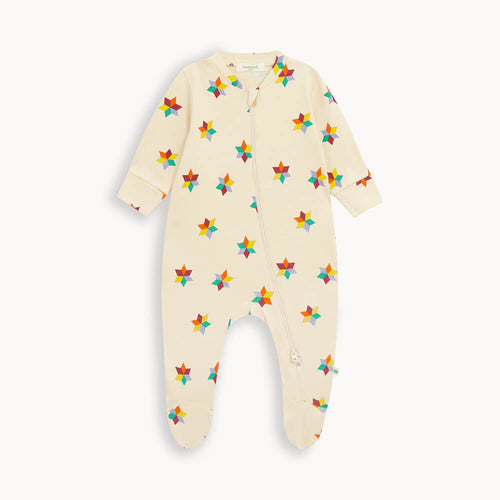 Bayley AW24 SAMPLE - Diamond Star Zip Front Sleepsuit - The bonniemob 
