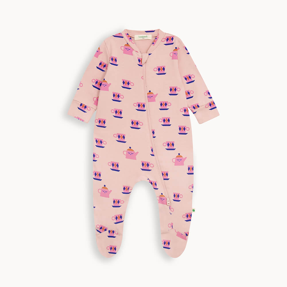 Bayley AW24 SAMPLE - Tea Time Zip Front Sleepsuit - The bonniemob 