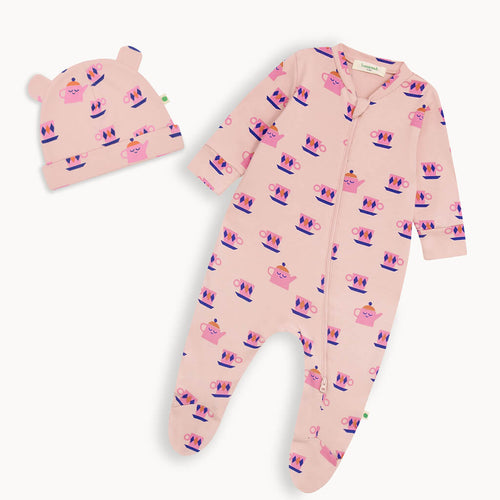Bayley & Berry Set AW24 SAMPLE - Tea Time Sleepsuit & Hat Set - The bonniemob 