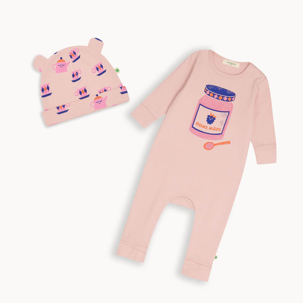 Lovely Littles - The Printed Romper & Beanie - Abby Pink Lovely Littles - The Printed Romper & Beanie - Abby Pink