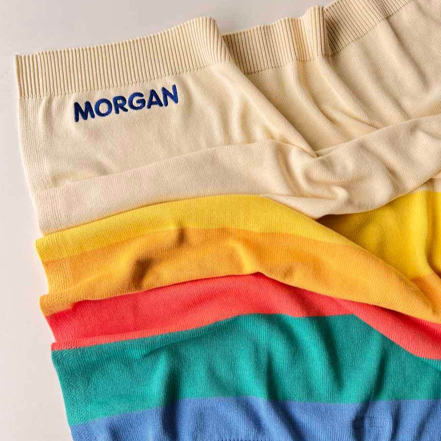 Personalised Baby Blanket Pink Rainbow Stripe - Bobby - The bonniemob 
