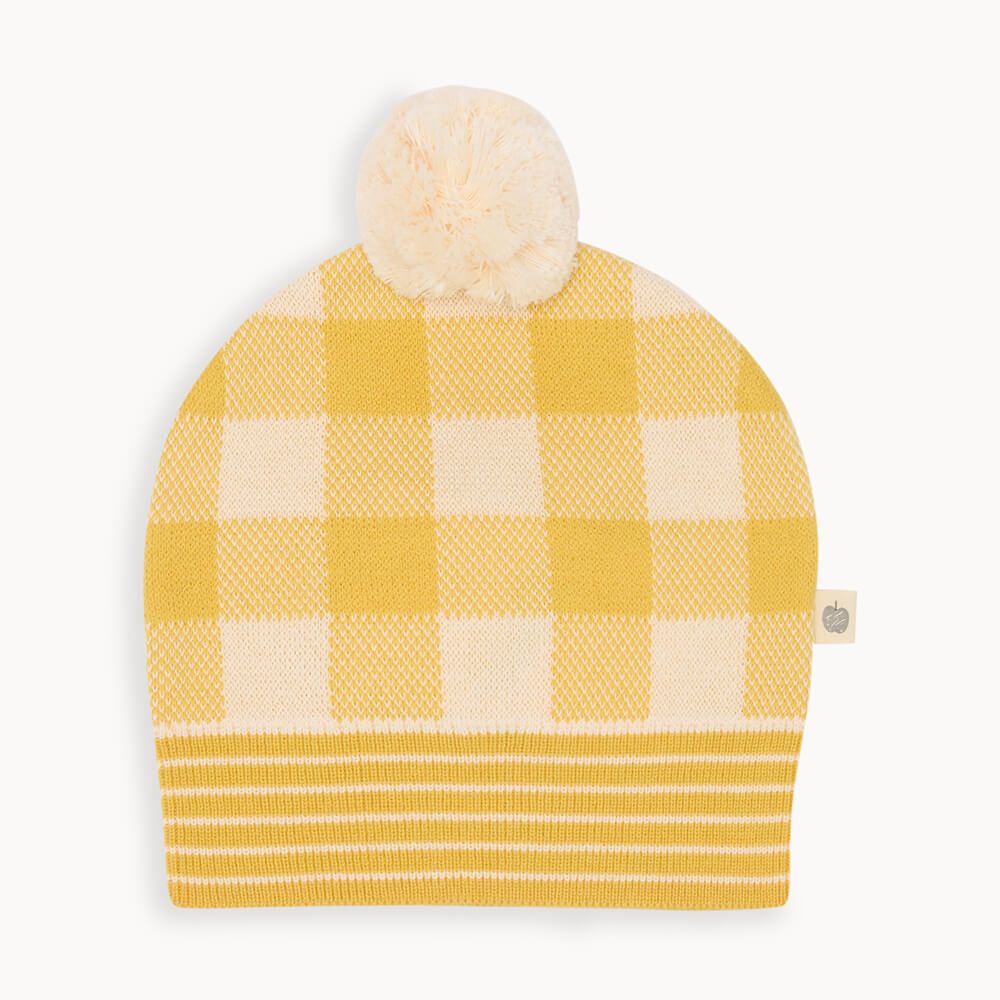 Mikado - Yellow Check Jaquard Knit Hat - The bonniemob 