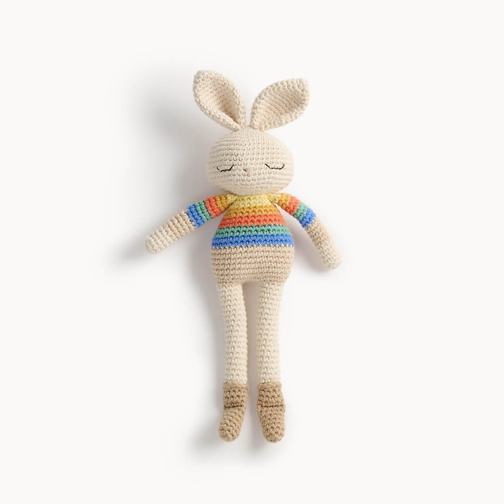 Bonnie Bunny Crochet Toy - Rainbow stripe - The bonniemob 