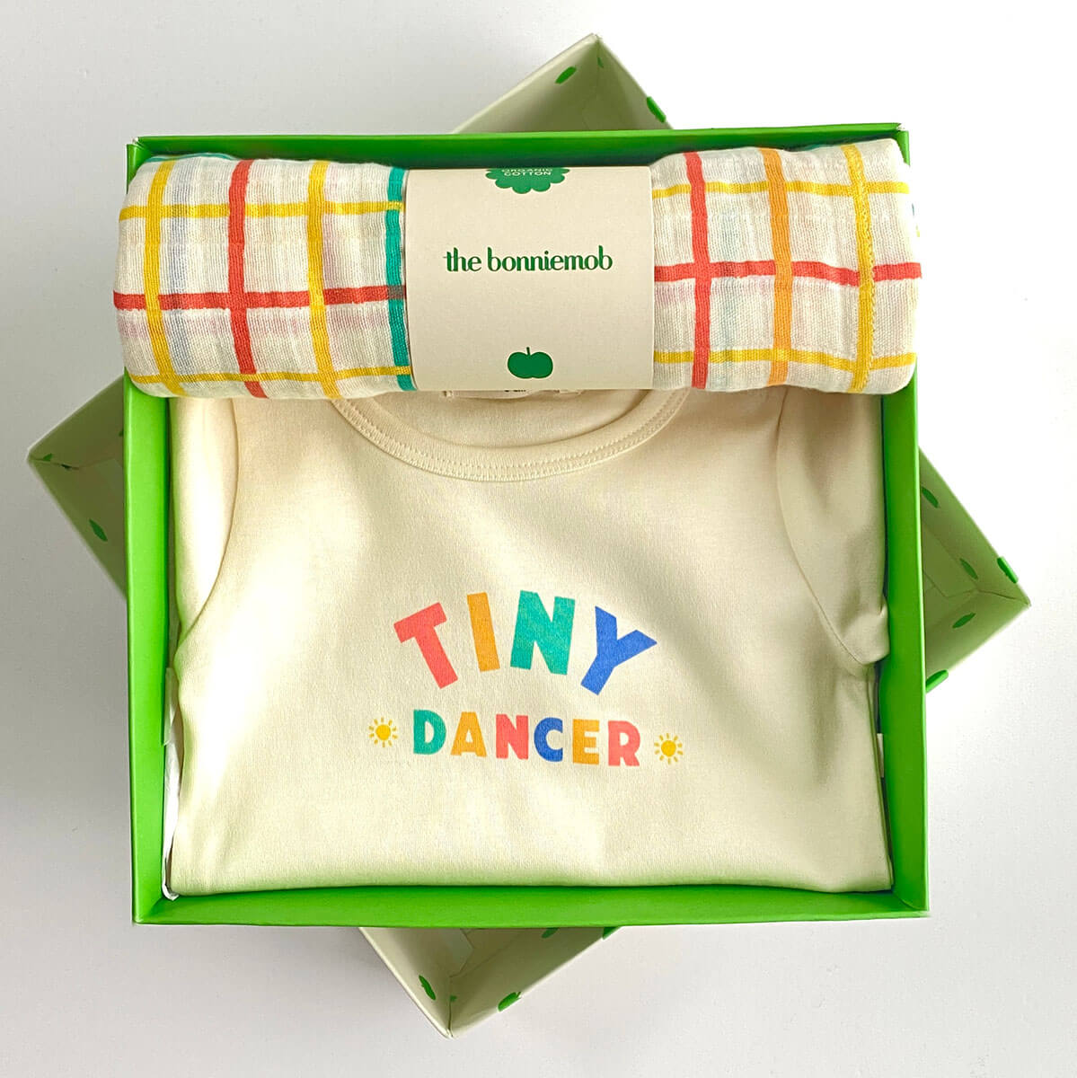 Dancer & Ditto Set - Baby Bodysuit & Muslin Swaddle Blanket in Gift Box - The bonniemob 