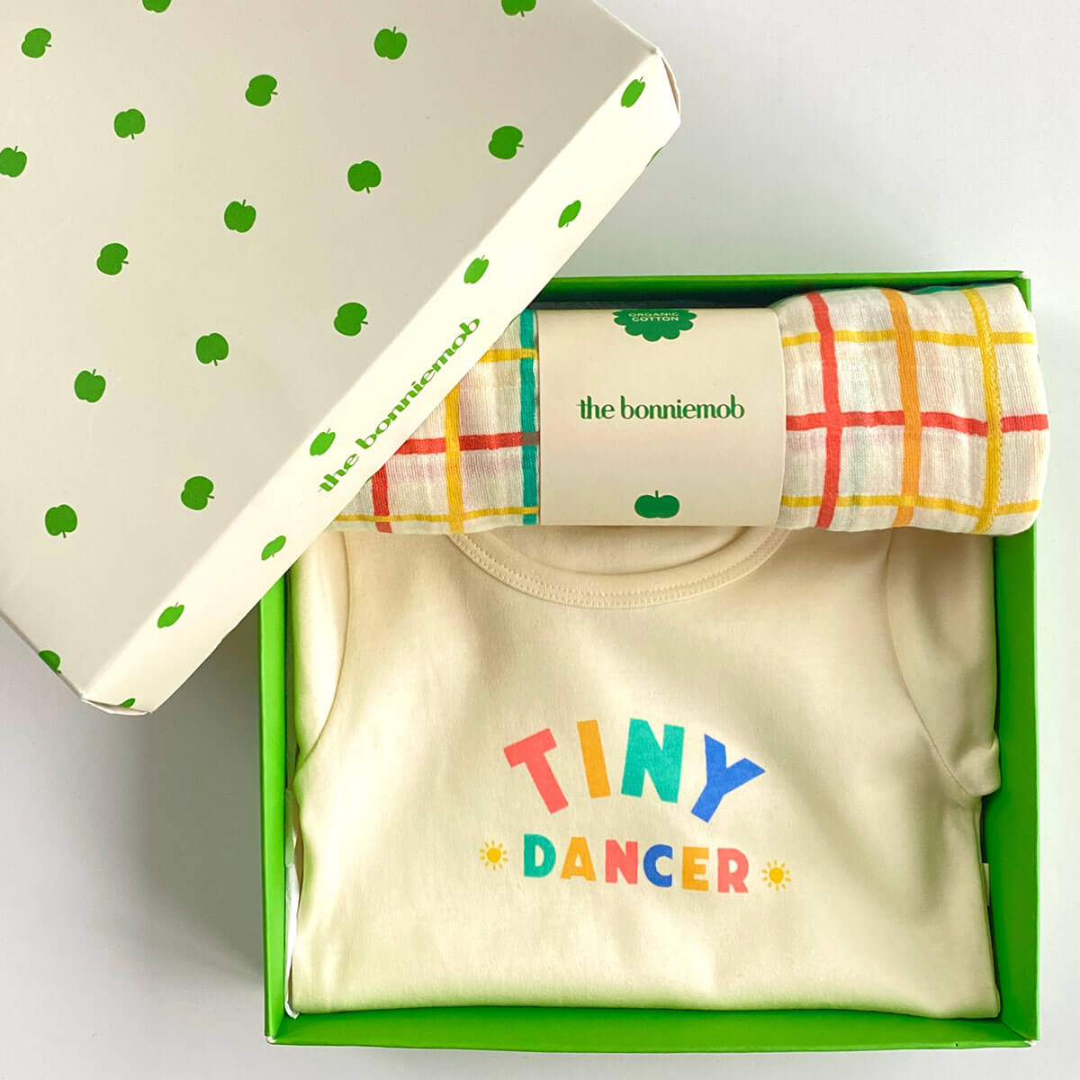 Dancer & Ditto Set - Baby Bodysuit & Muslin Swaddle Blanket in Gift Box - The bonniemob 