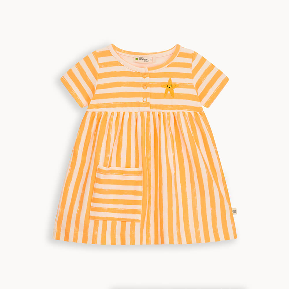 Cari - Orange Stripe Dress With Pockets - The bonniemob 