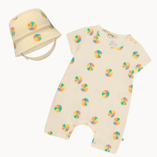 Cockle & Chill Set - Rainbow Parasol Shortie & Sunhat Set - The bonniemob 