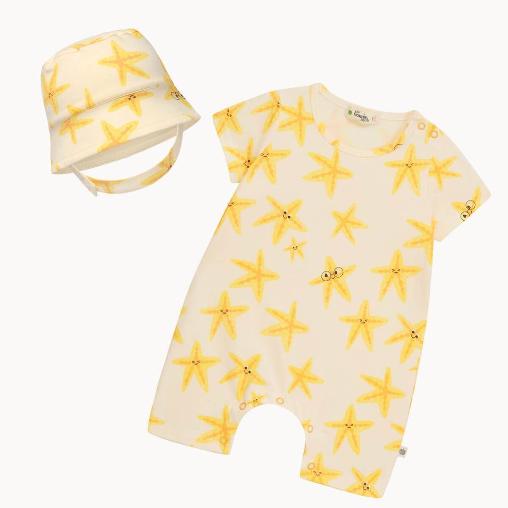 Cockle & Chill Set - Starfish Shortie & Sunhat Set - The bonniemob 