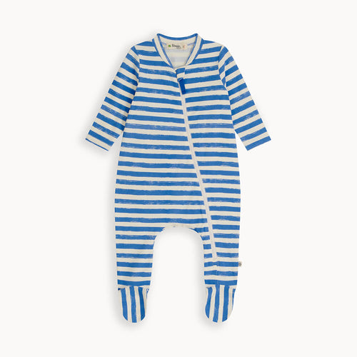 Cove - Blue Stripe Zip Up Babygrow - The bonniemob 