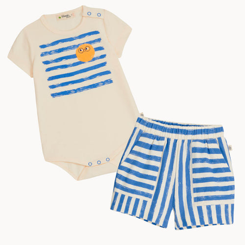 Creek & Coley Set - Blue Stripe Bodysuit & Shorts Set - The bonniemob 