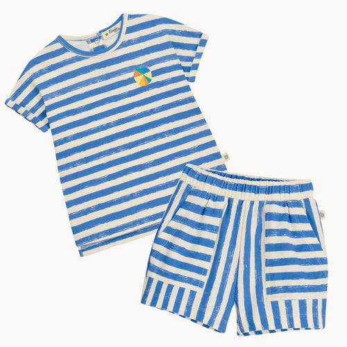 Cruz & Coley Set - Blue Stripe Shorts & T-shirt Set - The bonniemob 