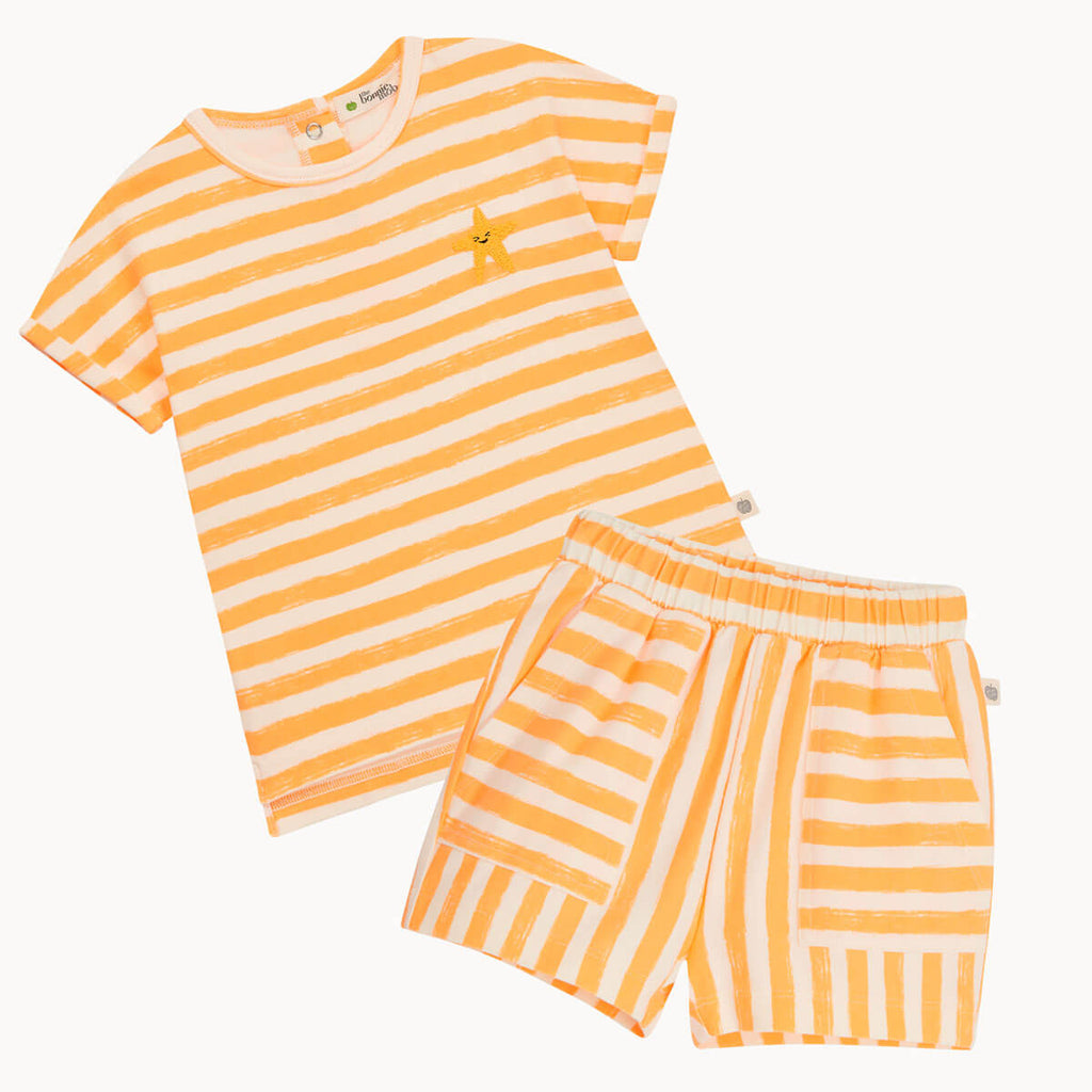 Cruz & Coley Set - Orange Stripe Shorts & T-shirt Set - The bonniemob 