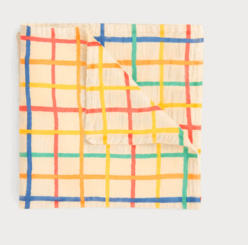Ditto - Rainbow Check Large Muslin Swaddle Blanket - The bonniemob 