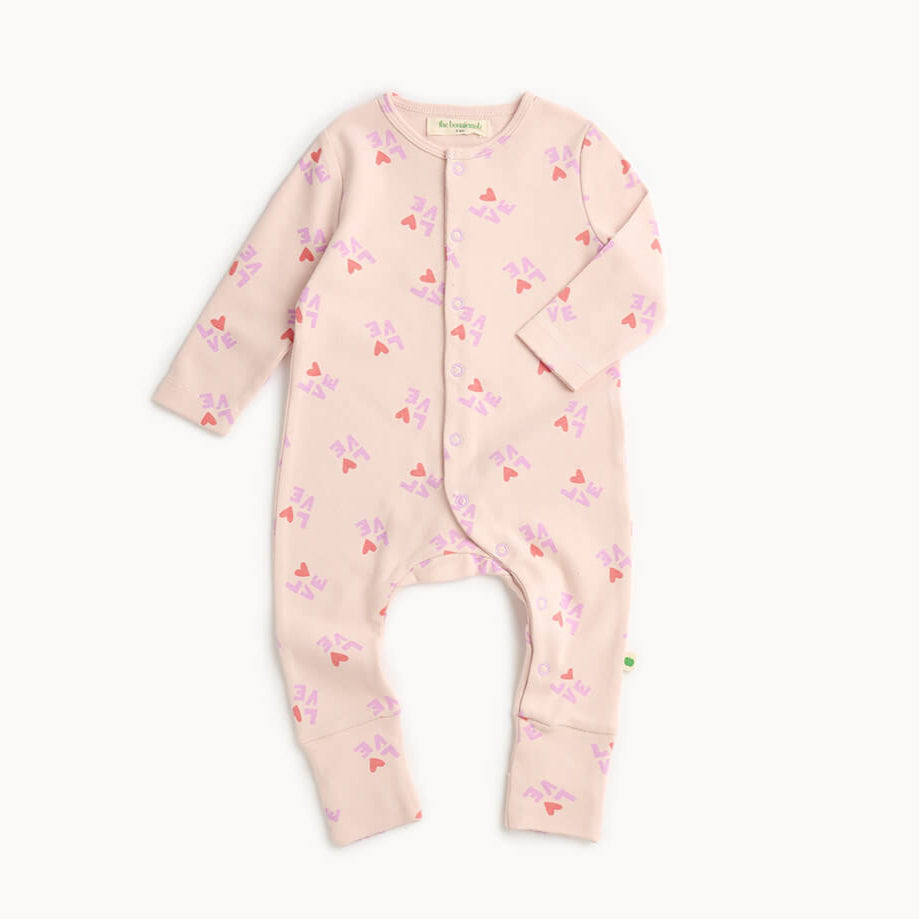 Baby cotton sleepsuit with heart pattern 