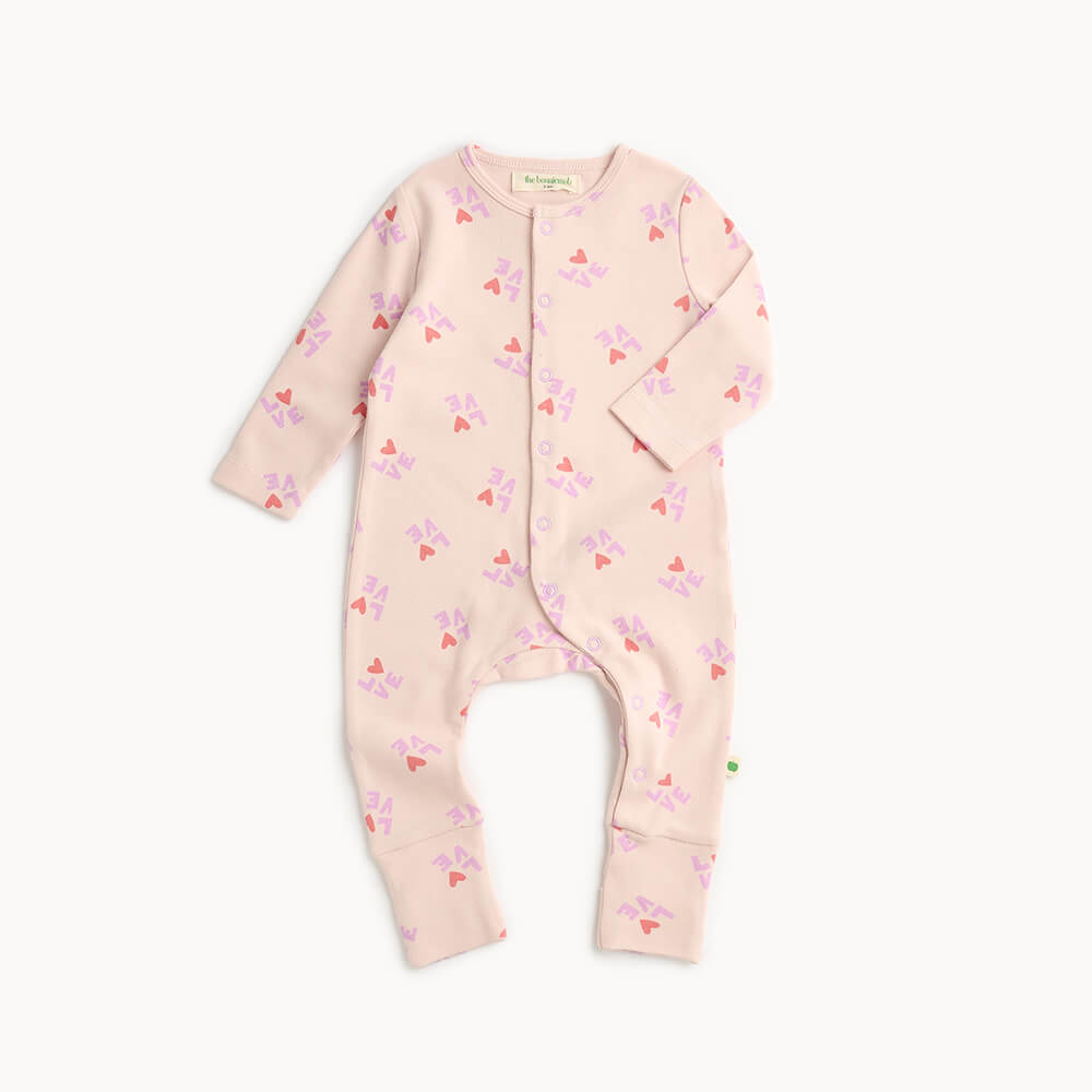 Baby cotton sleepsuit with heart pattern 