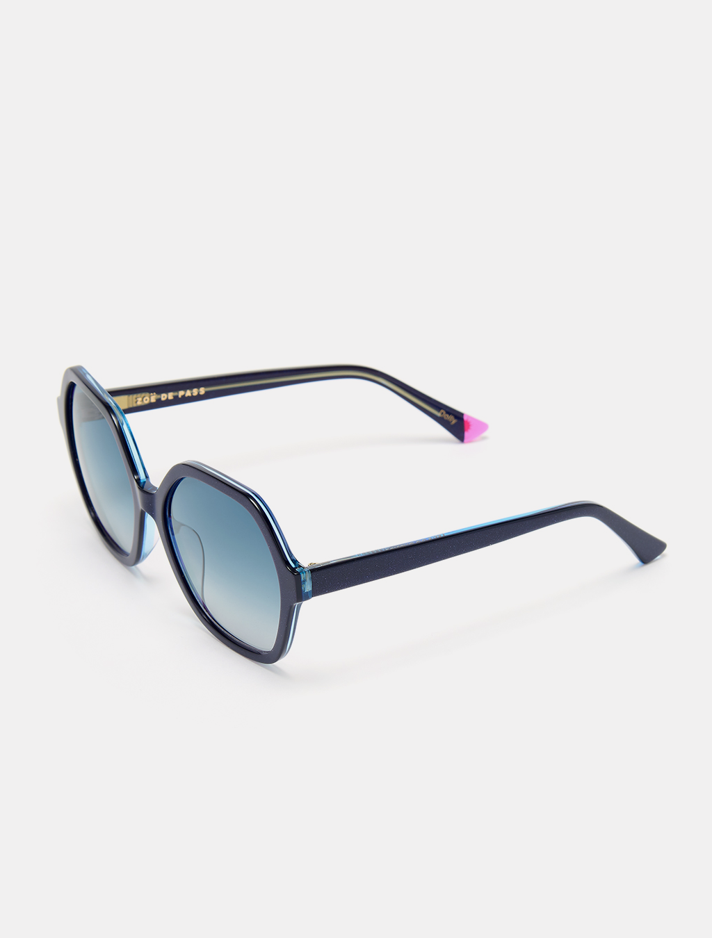Navy Sparkle Hexagonal Sunglasses — Zoe de Pass Dolly
