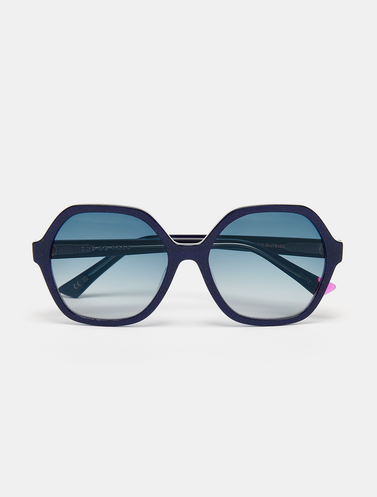 Navy Sparkle Hexagonal Sunglasses — Zoe de Pass Dolly