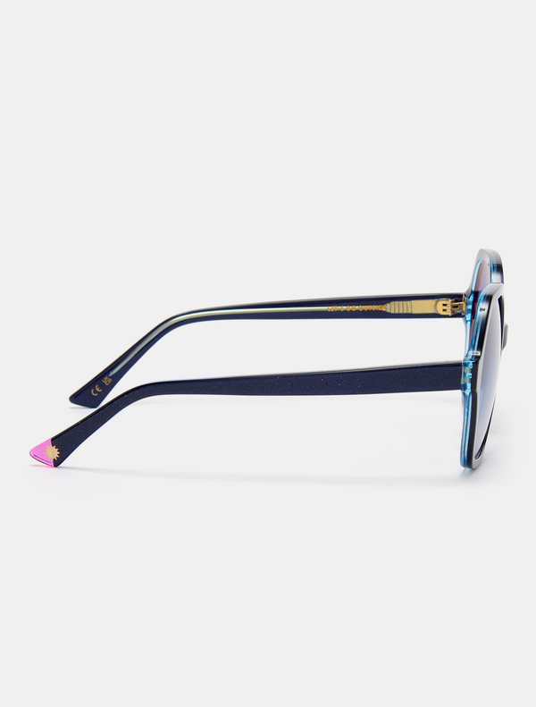 Navy Sparkle Hexagonal Sunglasses — Zoe de Pass Dolly