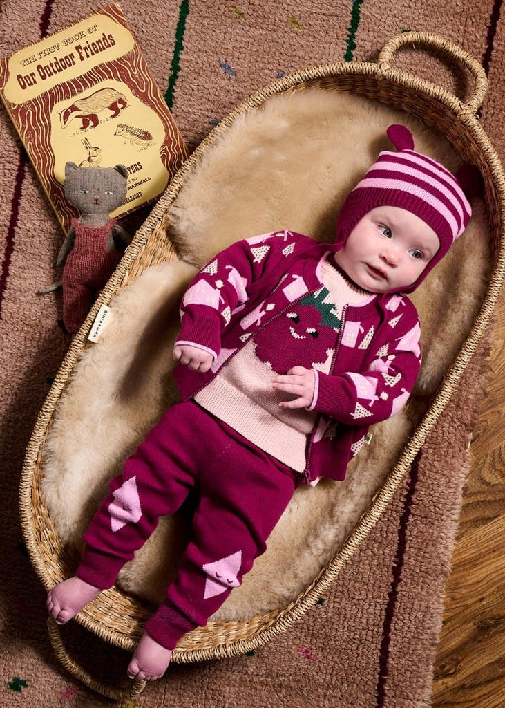 Baby Kids Maroon Cardigan Trouser GOTS Certified Organic Cotton