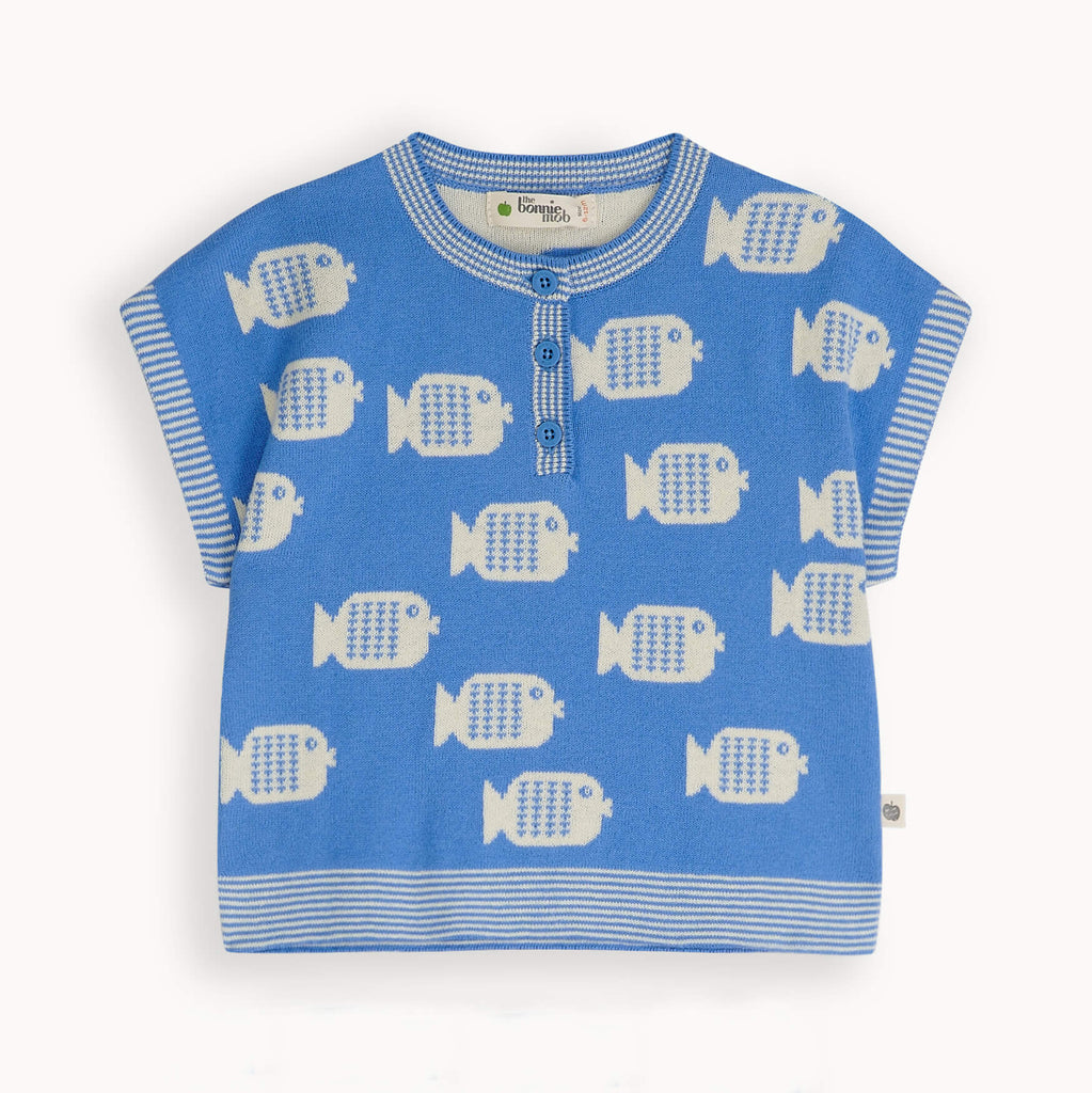 Fisher - Blue Fish Knitted Top - The bonniemob 