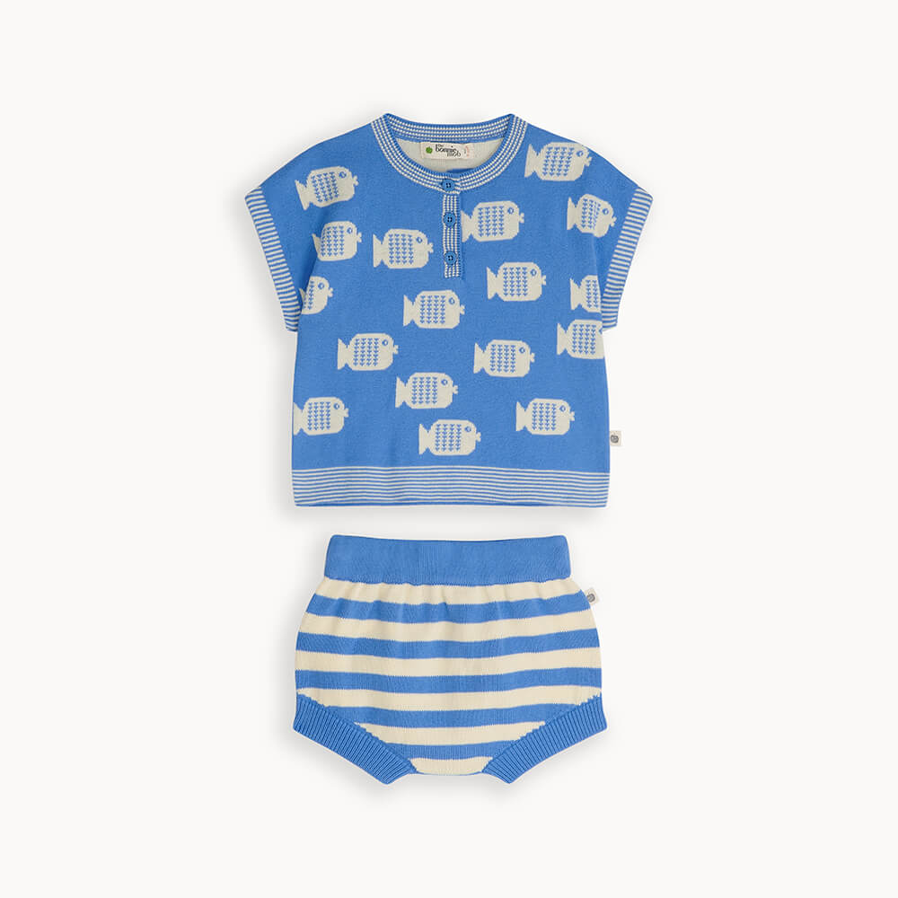 Fisher Set - Blue Fish Knitted Set - The bonniemob 