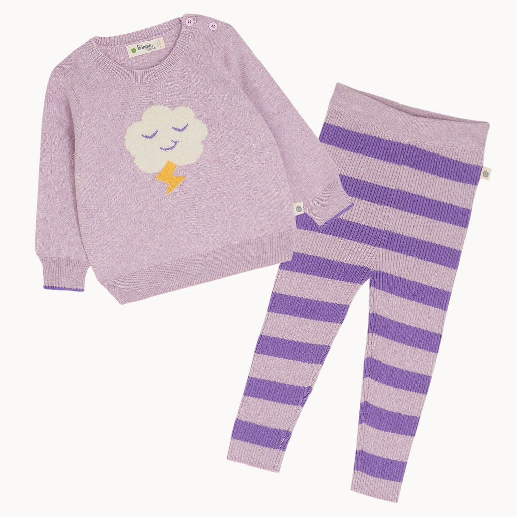 Flump Set - Lilac Cloud Intarsia Sweater & Legging Outfit - The bonniemob 