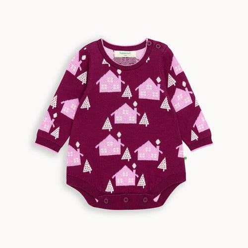 Folksy AW24 SAMPLE - Pomegranite Cabin Knit Romper - The bonniemob 