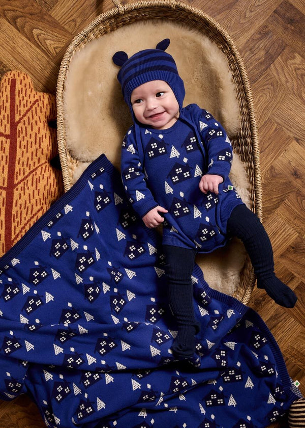 Folksy AW24 SAMPLE - Blueberry Cabin Knit Romper - The bonniemob 