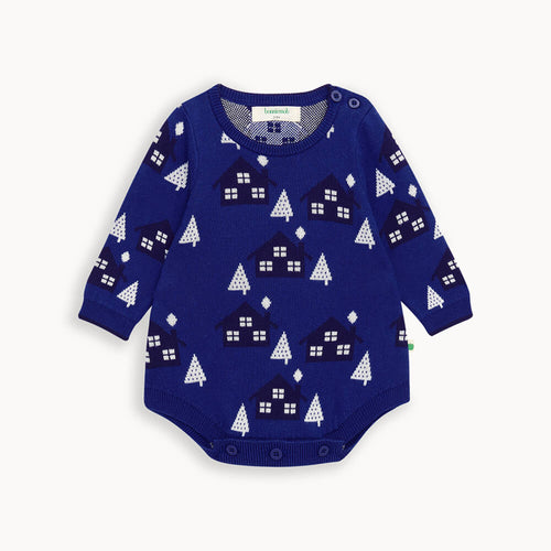 Folksy AW24 SAMPLE - Blueberry Cabin Knit Romper - The bonniemob 