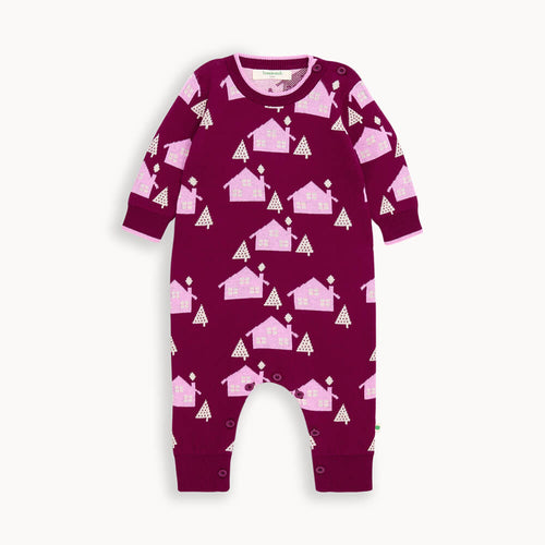 Forest AW24 SAMPLE - Pomegranite Cabin Knit Playsuit - The bonniemob 
