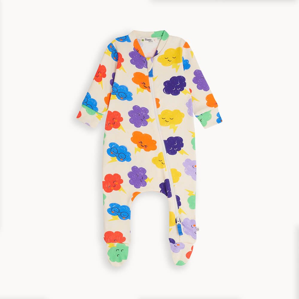 Polo - Rainbow Cloud Zip Front Sleepsuit - The bonniemob 