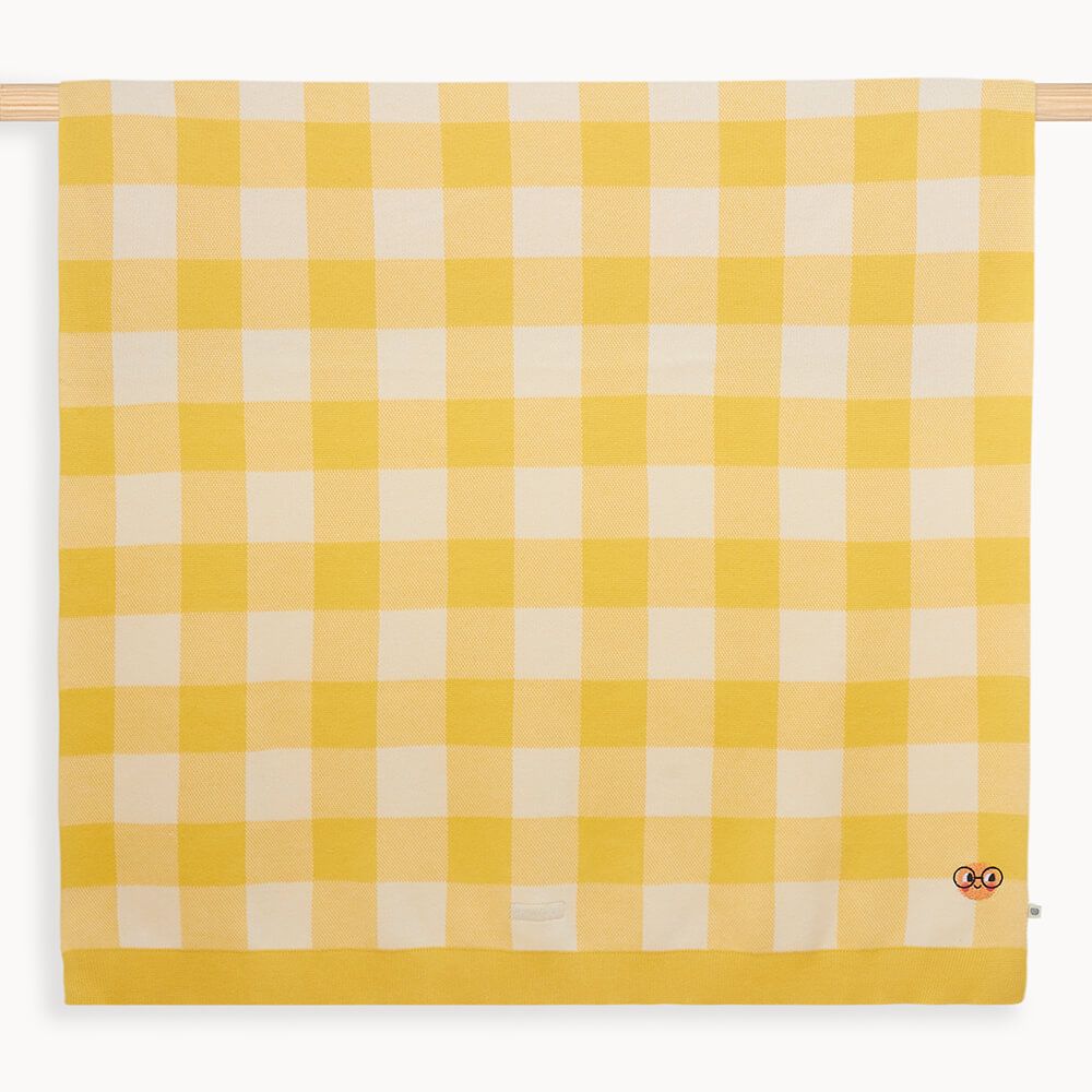 Munchie - Yellow Check Jaquard Knit Blanket - The bonniemob 