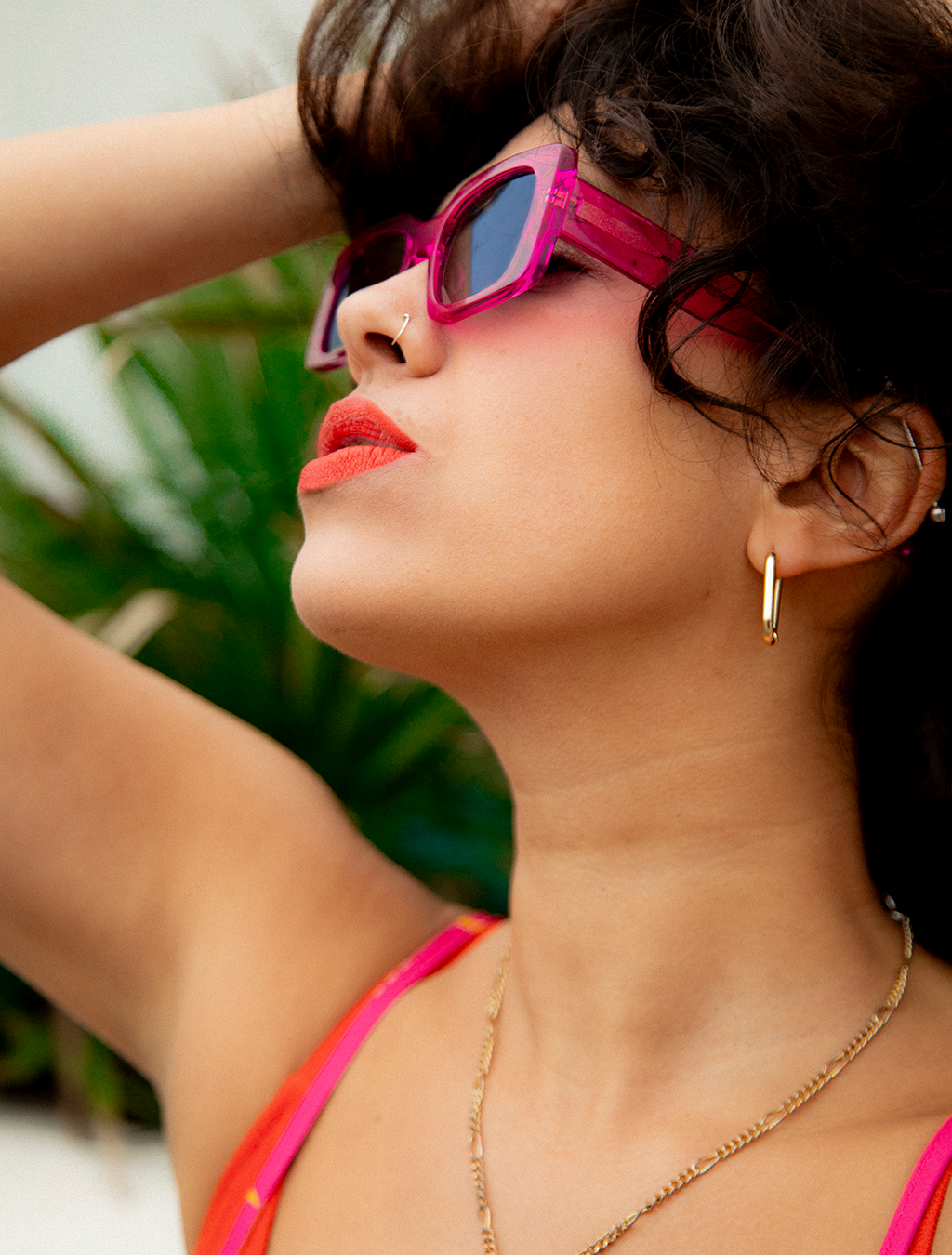 Fuchsia Pink Rectangular Sunglasses — Zoe de Pass Grace
