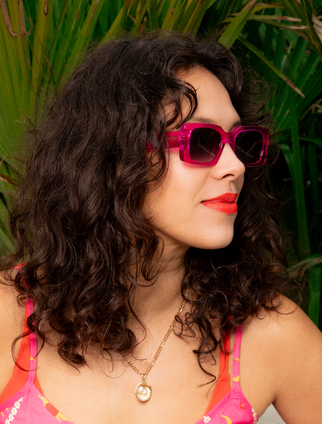 Fuchsia Pink Rectangular Sunglasses — Zoe de Pass Grace