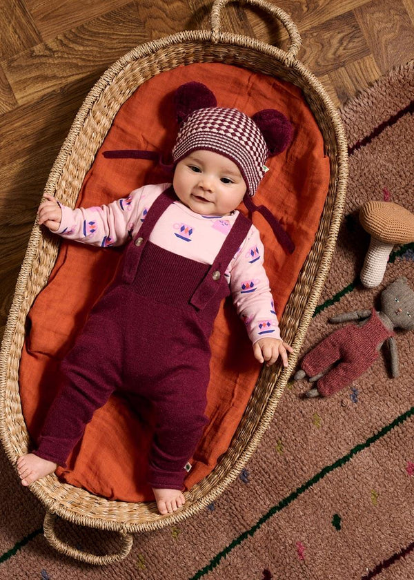 Harper AW24 SAMPLE - Berry Knit Dungaree - The bonniemob 